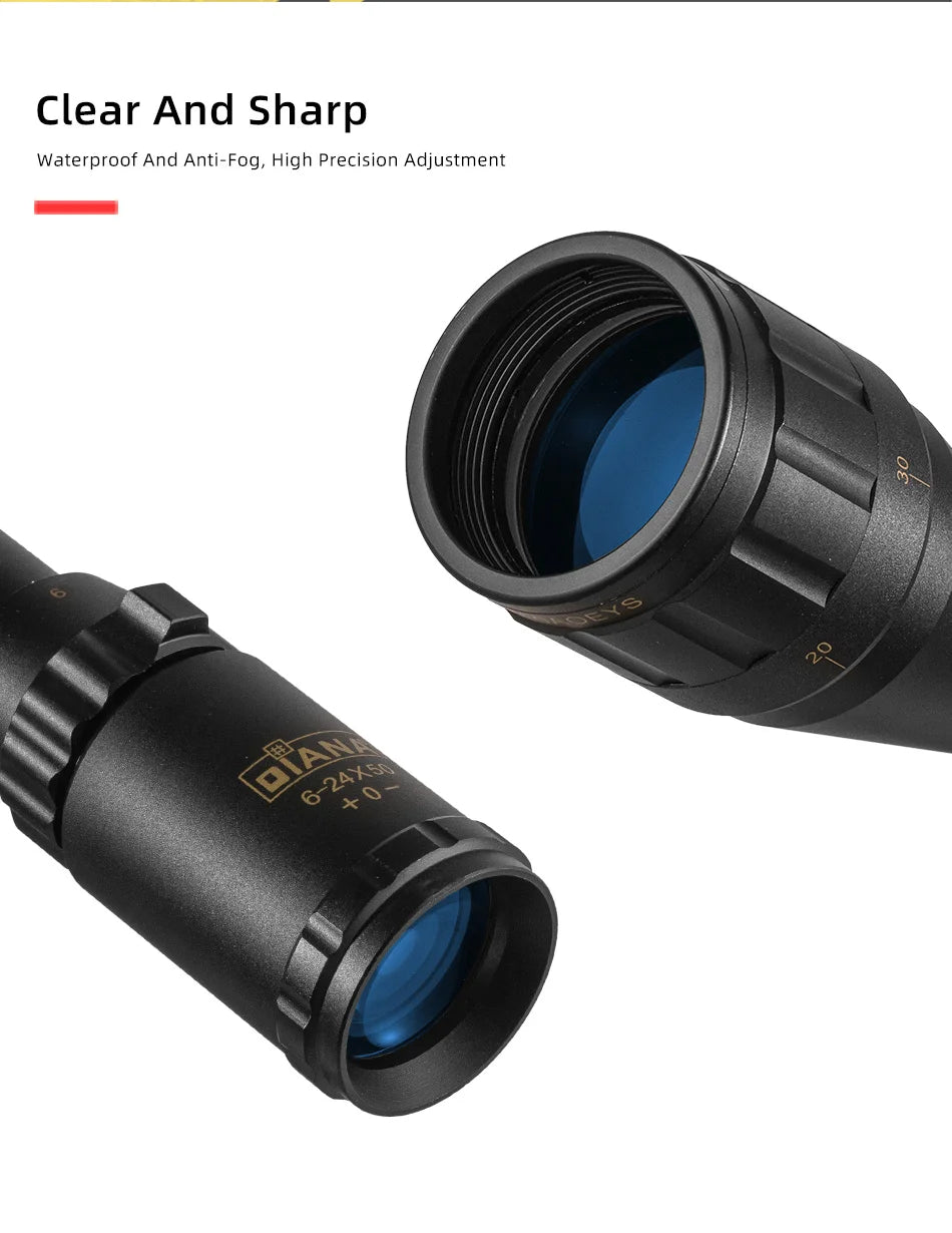 DIANA 6-24x50 Locking Tactical Rifle Scope Green and Red Cross with Light Sniper Gear Hunting Optical Scope Scope Aiming Rifle