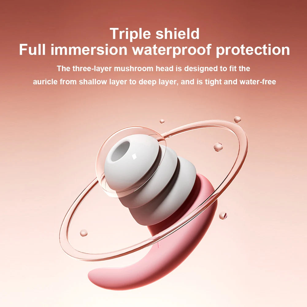 3-Layer Noise Sleeping Ear Plugs Sound Insulation Silicone Ear Protection Earplugs Washable Anti-Noise Earplugs for Showering