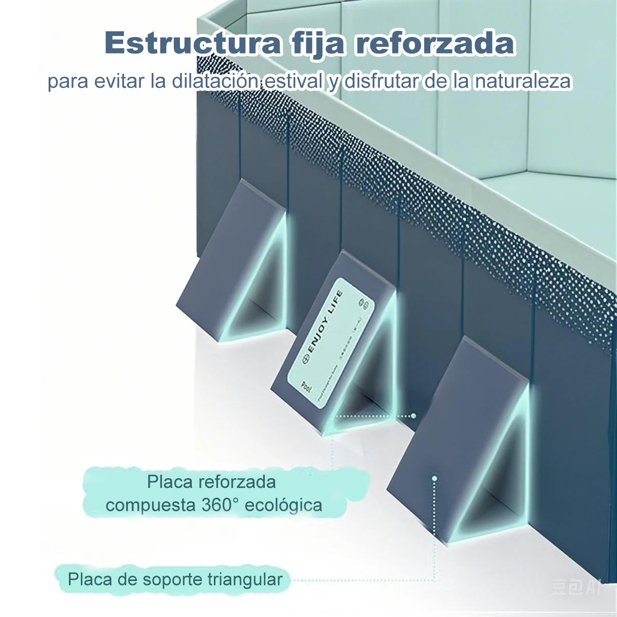 2.6/3m Foldable Large Rectangular Family Swimming Pool, Non-Inflatable, Easy Set-up, Suitable for Adults Kids Ideal for Outdoor