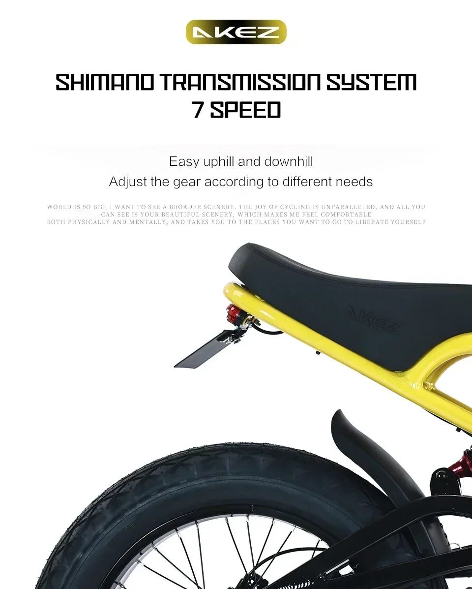 Ebike AKEZ 1500W 48V 18AH Electric Bicycle Full Suspension Removable Battery Fat Tire Hydraulic Brake Adult Electric Bicycle.
