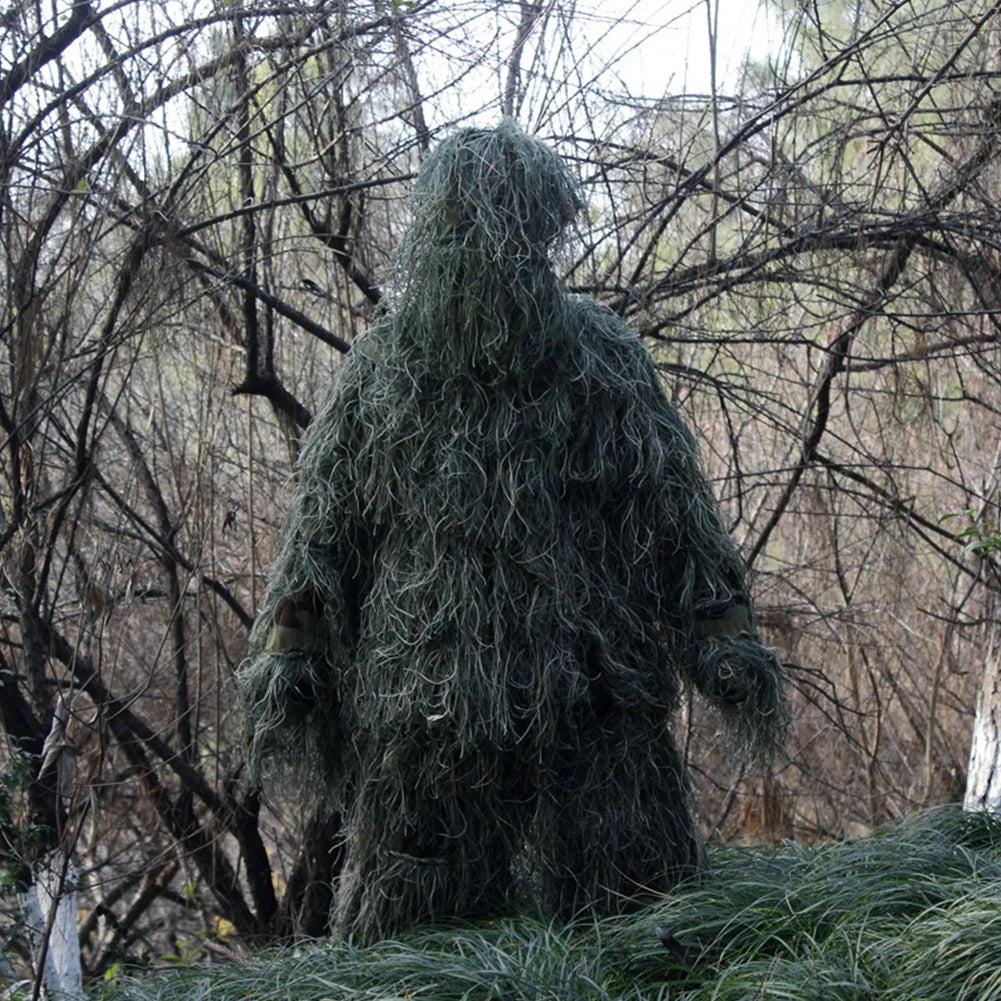 5Pcs/Set Woodland Hunter Ghillie Suit with Jacket Pants Hood Carry Bag Paintball Ghillie Suit for Men Woman