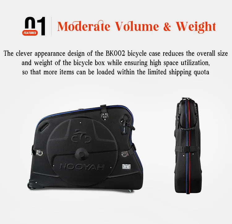 NOOYAH Bike Travel Case Bicycle Transport Bag EVA Case MTB Road Bike Accessories Hardshell Round Trip Suitcase Bike Travel Tools