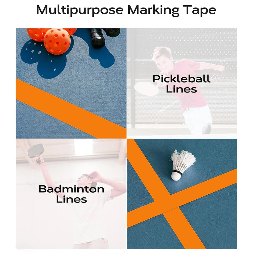 20M Outdoor Pickleball Court Tape Multipurpose Pickleball Court Marking Tape Sports Field Marking Tape for Outdoor Sports Court