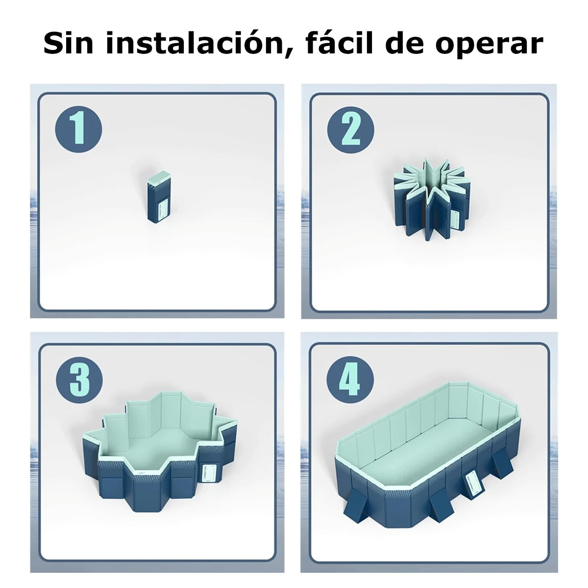 2.6/3m Foldable Large Rectangular Family Swimming Pool, Non-Inflatable, Easy Set-up, Suitable for Adults Kids Ideal for Outdoor