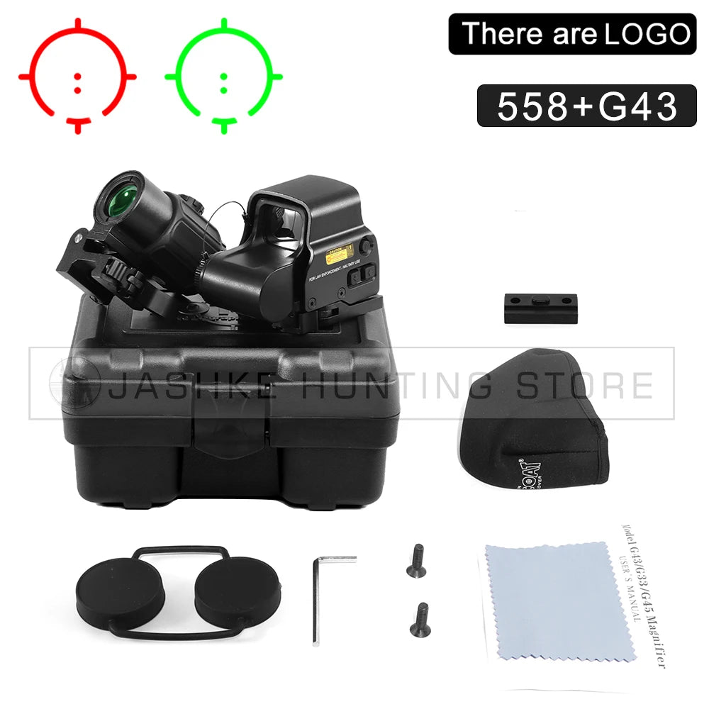 558+G43 G33 Holographic Collimator Sight Red Dot DOptic Sight Reflex with 20mm Rail Mounts for Rifle Hunting Tactics