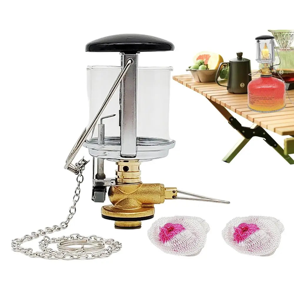 Tent Lamp Portable Petrol Lantern Garden Glass Lamp Bright Camping Equipment Supplies Copper For Outdoor Fishing Picnic