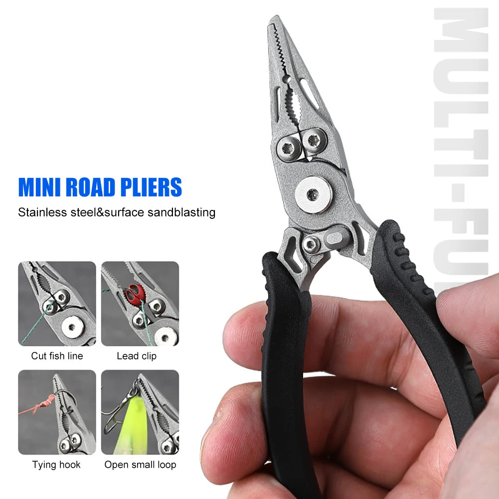 Portable Fishing Plier Scissor Stainless Steel Cutting Fish Line Tong Comfortable Grip Self-locking Buckle Fishing Tackle Tool