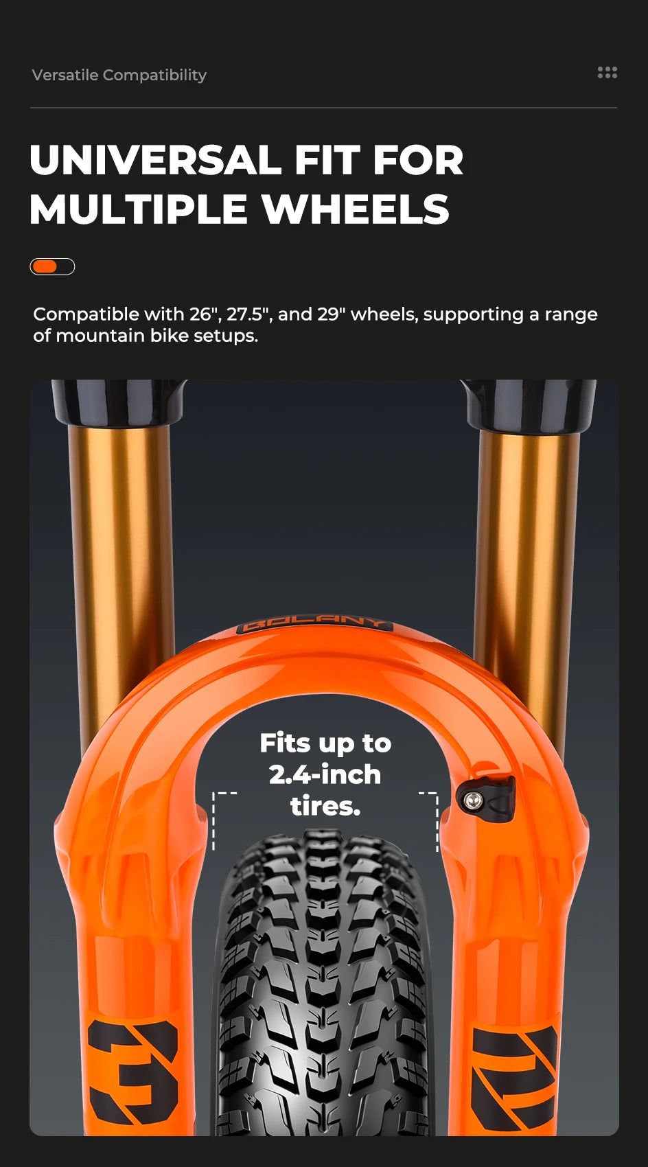 BOLANY Bike Air Fork 27.5/29inch 120mm Travel Oil Air Suspension Lightweight Magnesium Alloy Quick Release Bicycle Fork