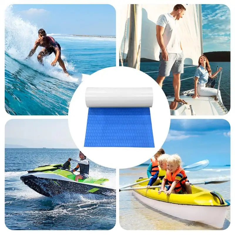 Surf Traction Pad Deck Grip Mat EVA Foam Boat Deck Mat Self-Adhesive Trimmable Sheet Anti Skid Watercraft Water Sport Flooring