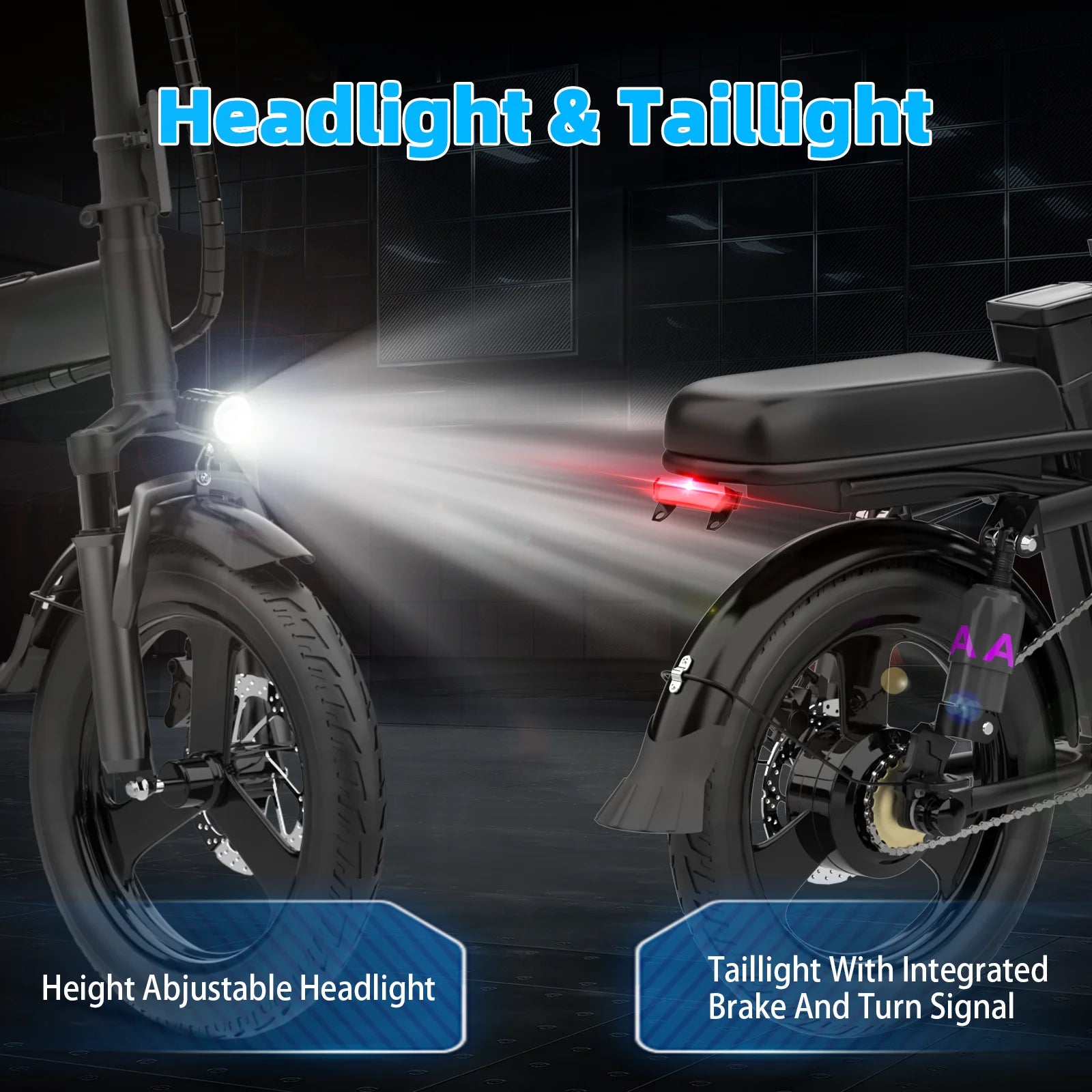 DEEPOWER 14'' Electric Bike Foldable Electric Pedal Assistance with 10ah Battery, 21MPH 400W Motor, Multi-Shock Ebike for teen