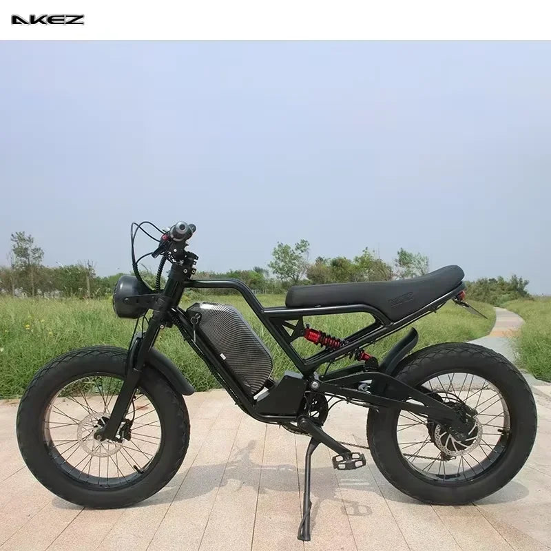Ebike AKEZ 1500W 48V 18AH Electric Bicycle Full Suspension Removable Battery Fat Tire Hydraulic Brake Adult Electric Bicycle.