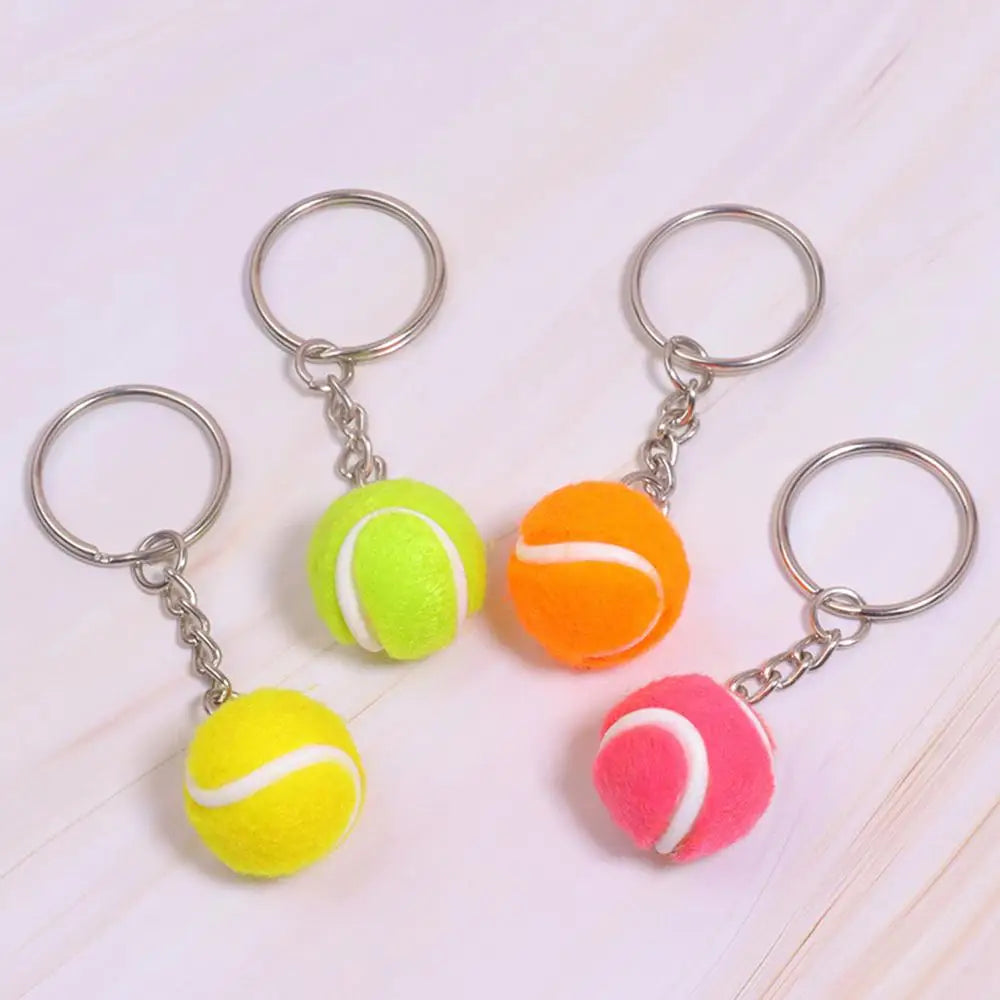 7 Color Key Chain Tennis Ball Metal Keychain Car Key Ring Sports Chain Sliver Color Mini Tennis Racket Backpack Pendant Gifts