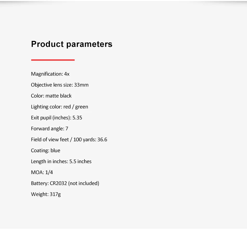DIANA 4X33 Green Red Dot Sight Scope Tactical Optics Riflescope Fit 11mm 20mm Rail Rifle Scopes for Hunting
