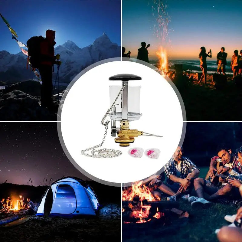 Tent Lamp Portable Petrol Lantern Garden Glass Lamp Bright Camping Equipment Supplies Copper For Outdoor Fishing Picnic