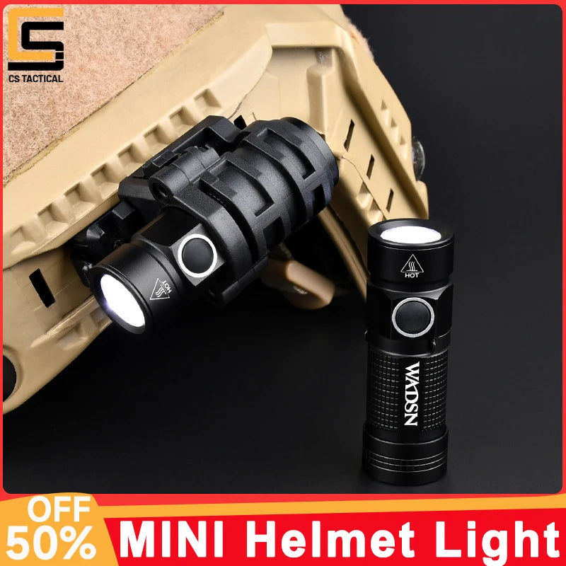 WADSN Metal Mini Weapon Tactic Airsoft white Strobe FAST Helmet Flashlight LED Flashlight Fit 20mm Rail Scout Hunting Light