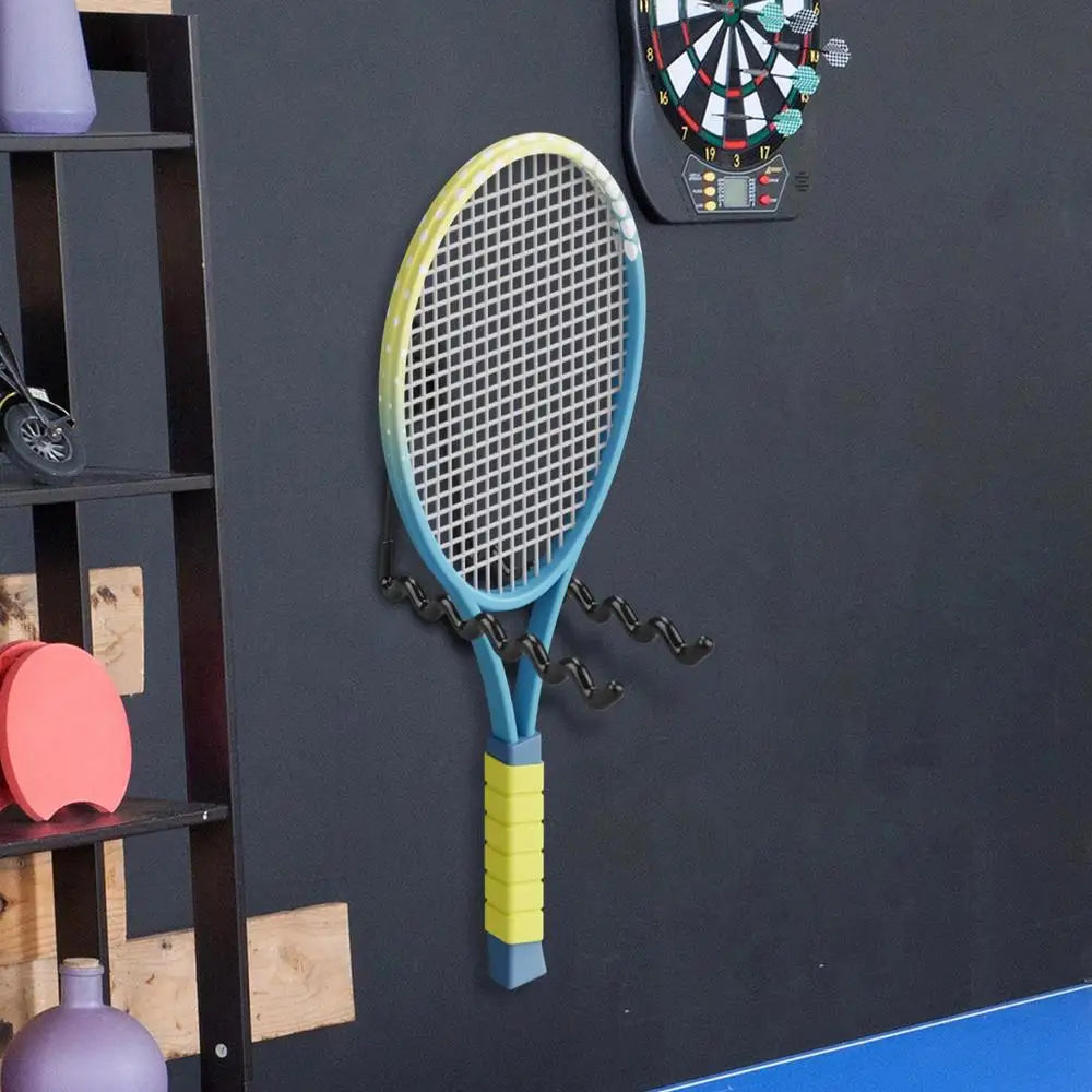Wall Mounted Racket Holder Tennis Racket Holder Badminton Racket Holder Wall Waves Hook Storage Holds 6 Racquets Display Rack