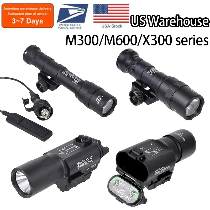 US Warehouse Airsoft SureFire X300/M300/M600 Series Pistol Gun Flashlight 20mm Rail Hunting Ar 15 Accessories Tactical Gear