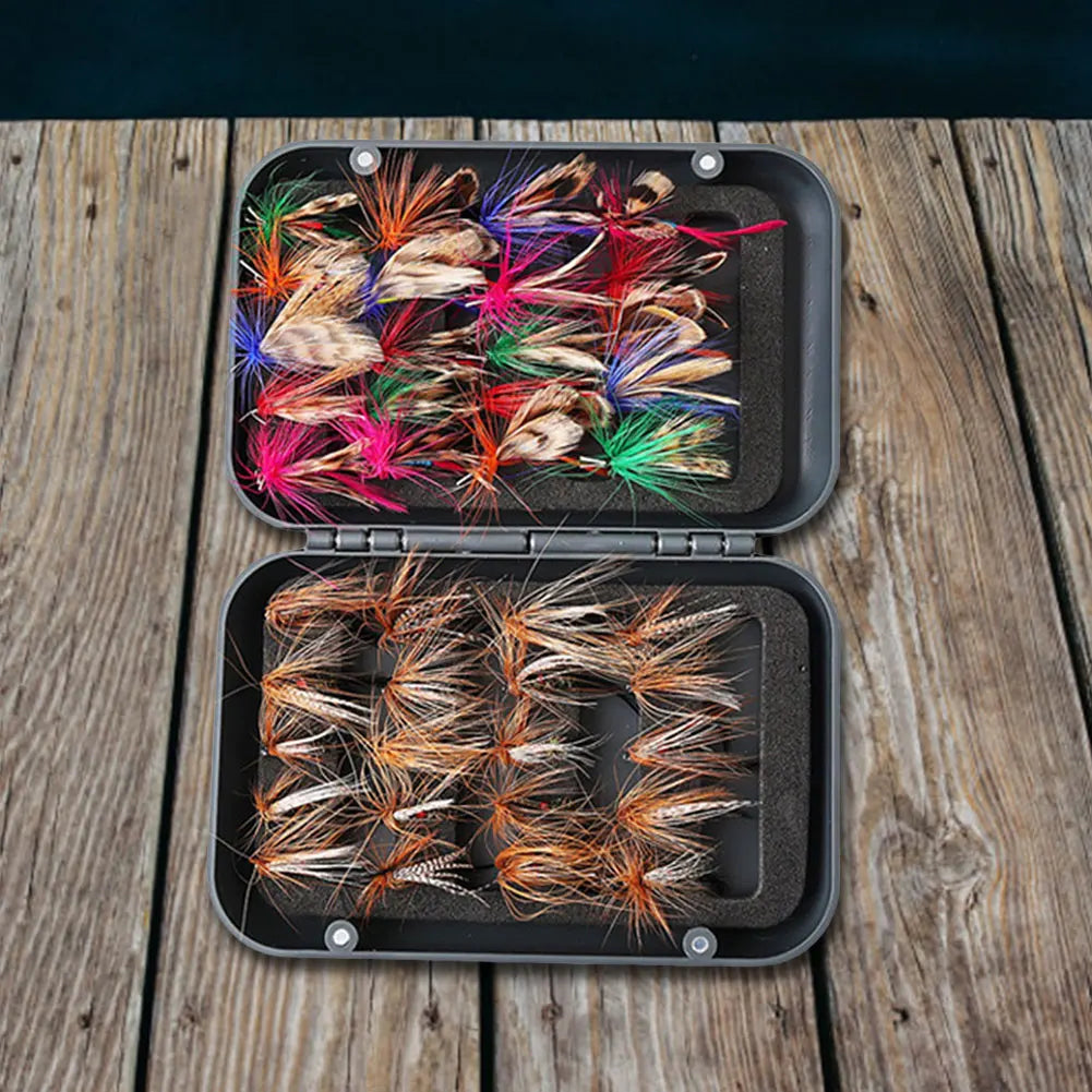 60/41pcs Box Bionic Fly Hook Set Artificial Insect Fishing Baits Bionic Insects Flies with Box Fly Fishing Lures for Trout Carp