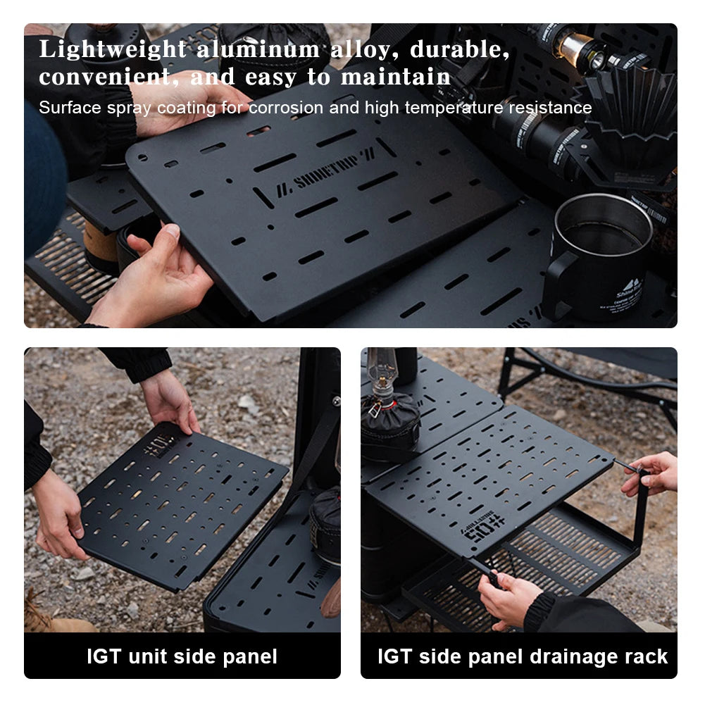 Camping Table Board Lightweight Coffee Box Side Panel Heavy Duty Aluminum Alloy Box Table Board for Camping Hiking Picnic