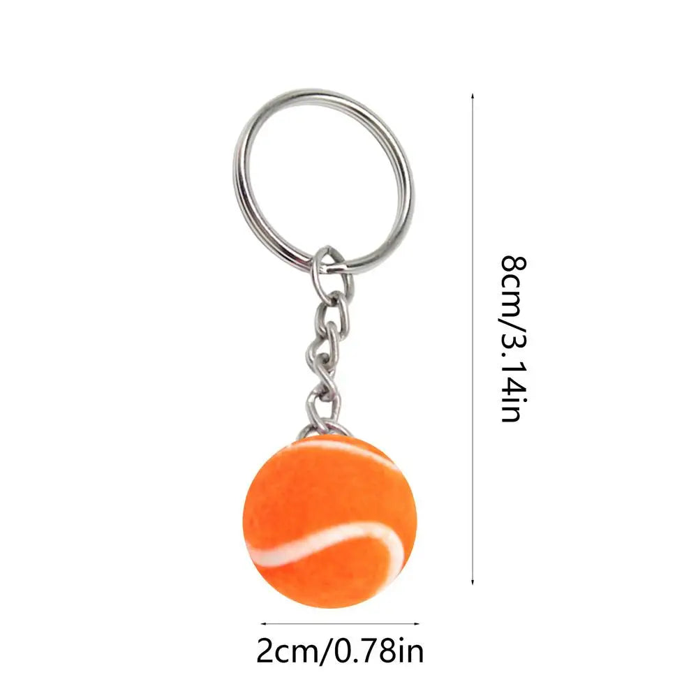 7 Color Key Chain Tennis Ball Metal Keychain Car Key Ring Sports Chain Sliver Color Mini Tennis Racket Backpack Pendant Gifts