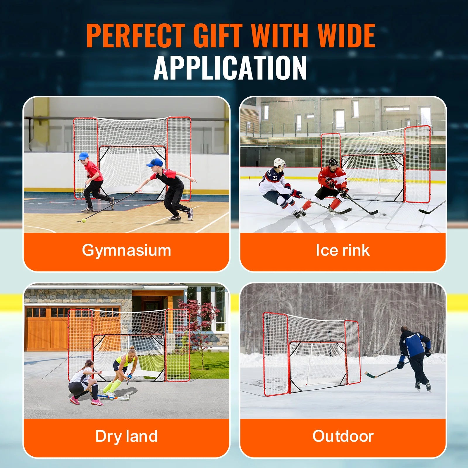 SucceBuy Hockey Goal with Backstop Targets Street Steel Hockey Net 72