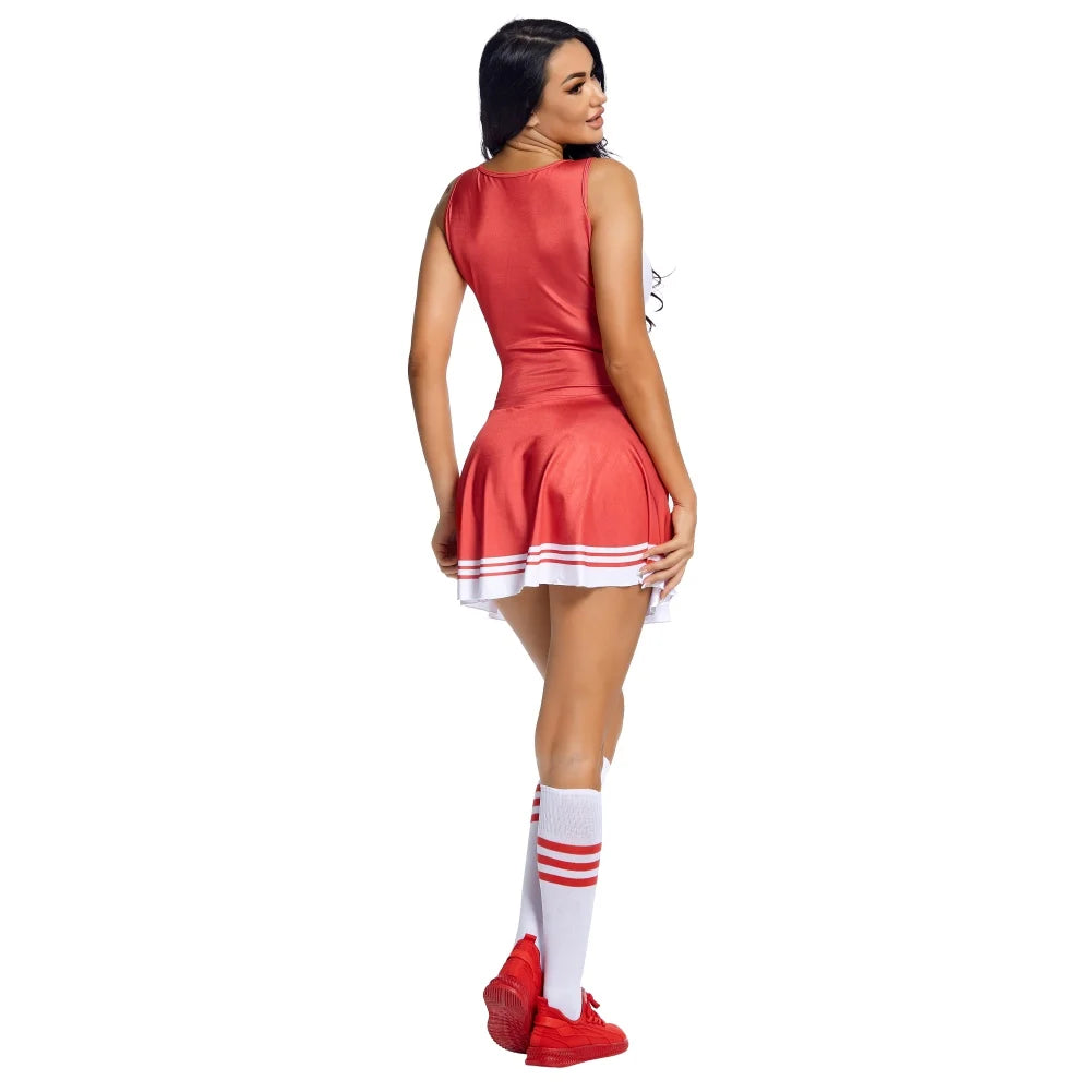 Cheerleader Costume High School Competition Letter Print Dance Uniform Pompoms Sock Cosplay Party Dress Carnival Halloween