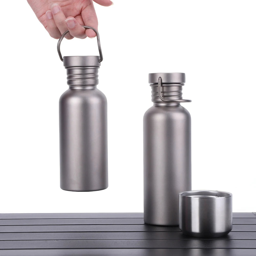 500/600/750ml Titanium Water Bottle with Lid Portable Sports Kettle Leak-Proof Lightweight Drinking Bottle for Outdoor Picnic