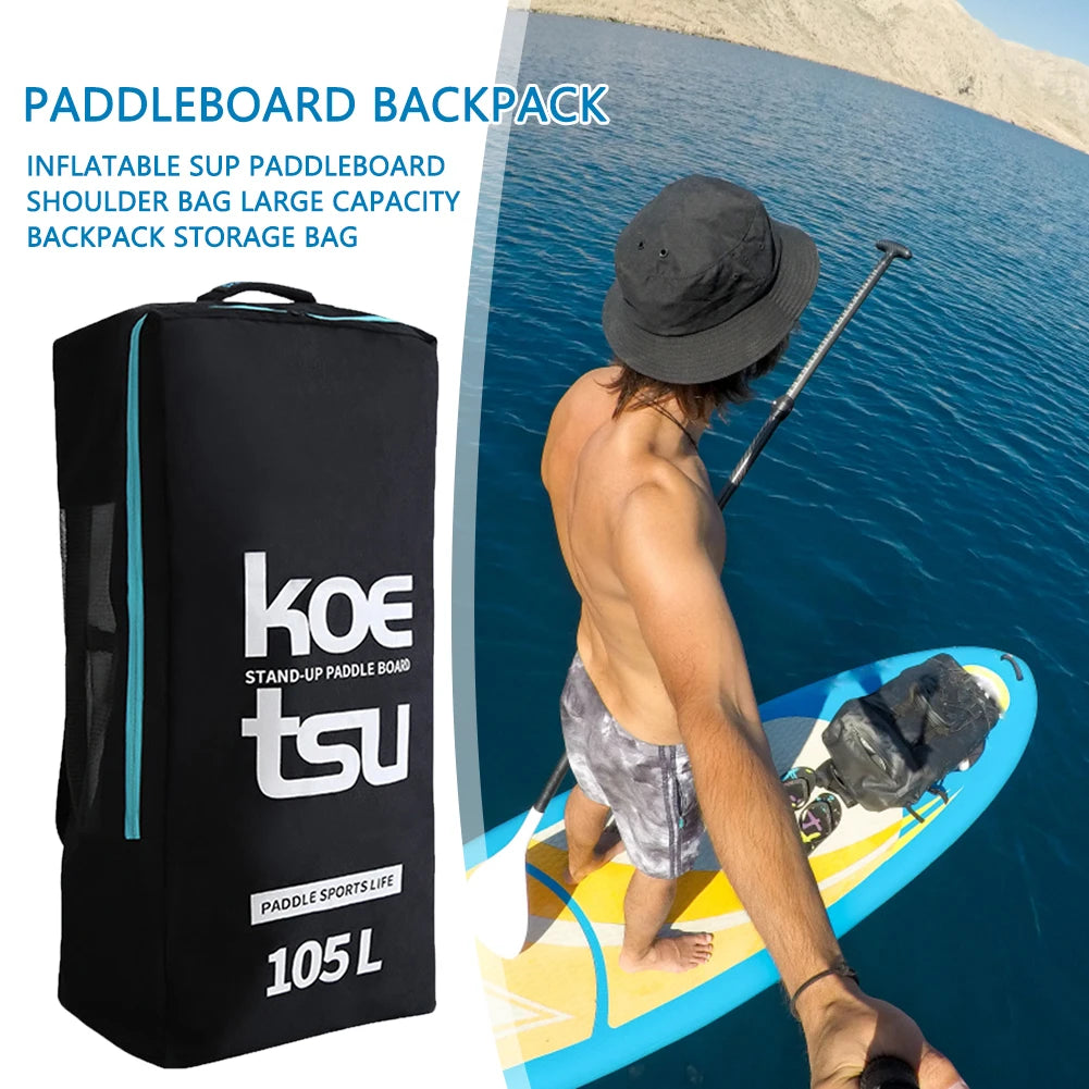 Portable Paddle Board Bag Carrier Large Capacity 80L/105L Inflatable Paddle Backpack with Side Small Pocket for Outdoor Surfing