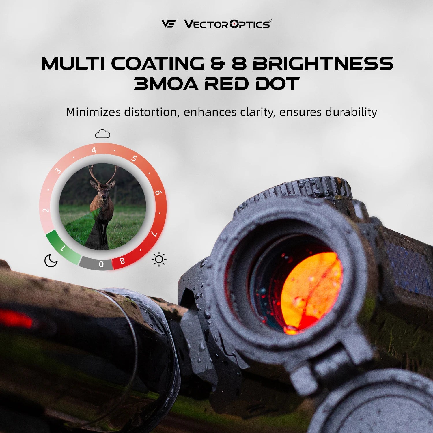 Vector Optics Maverick-II Plus 1x22 Red Dot | 3MOA & Solar Backup | 7-Level + NV | Digital Button Control | Lower 1/3 Co-Witness