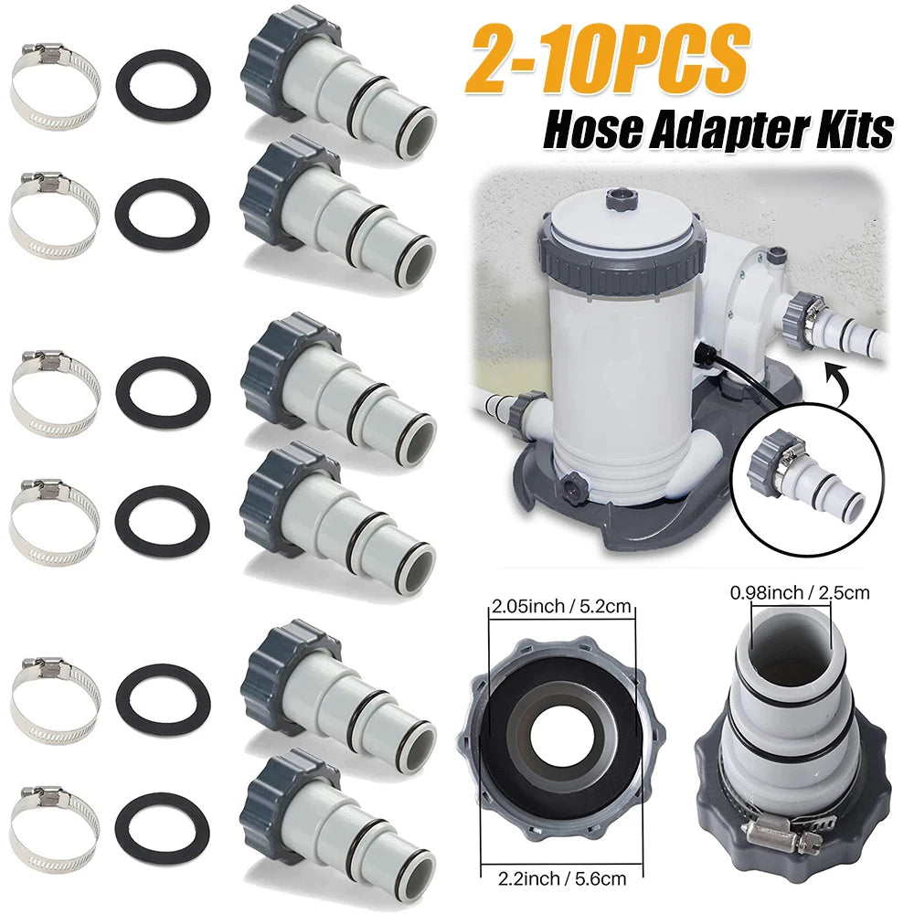 2-10PCS Hose Adapter Kit for Intex Fit ARU Threaded Connection Pumps Swimming Pool Parts