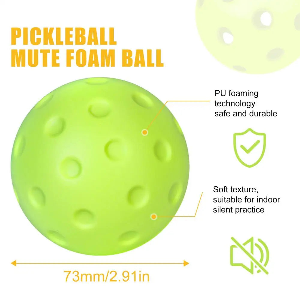 Quiet Foam Pickleballs for Indoor Outdoor Practice Soft Hollow Pickleball with Exact Real Ball Bounce 3pc Green or Yellow Color