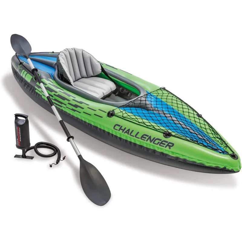 INTEX Challenger Inflatable Kayak Series: Includes Deluxe 86in Kayak Paddles and High-Output Pump – SuperStrong PVC