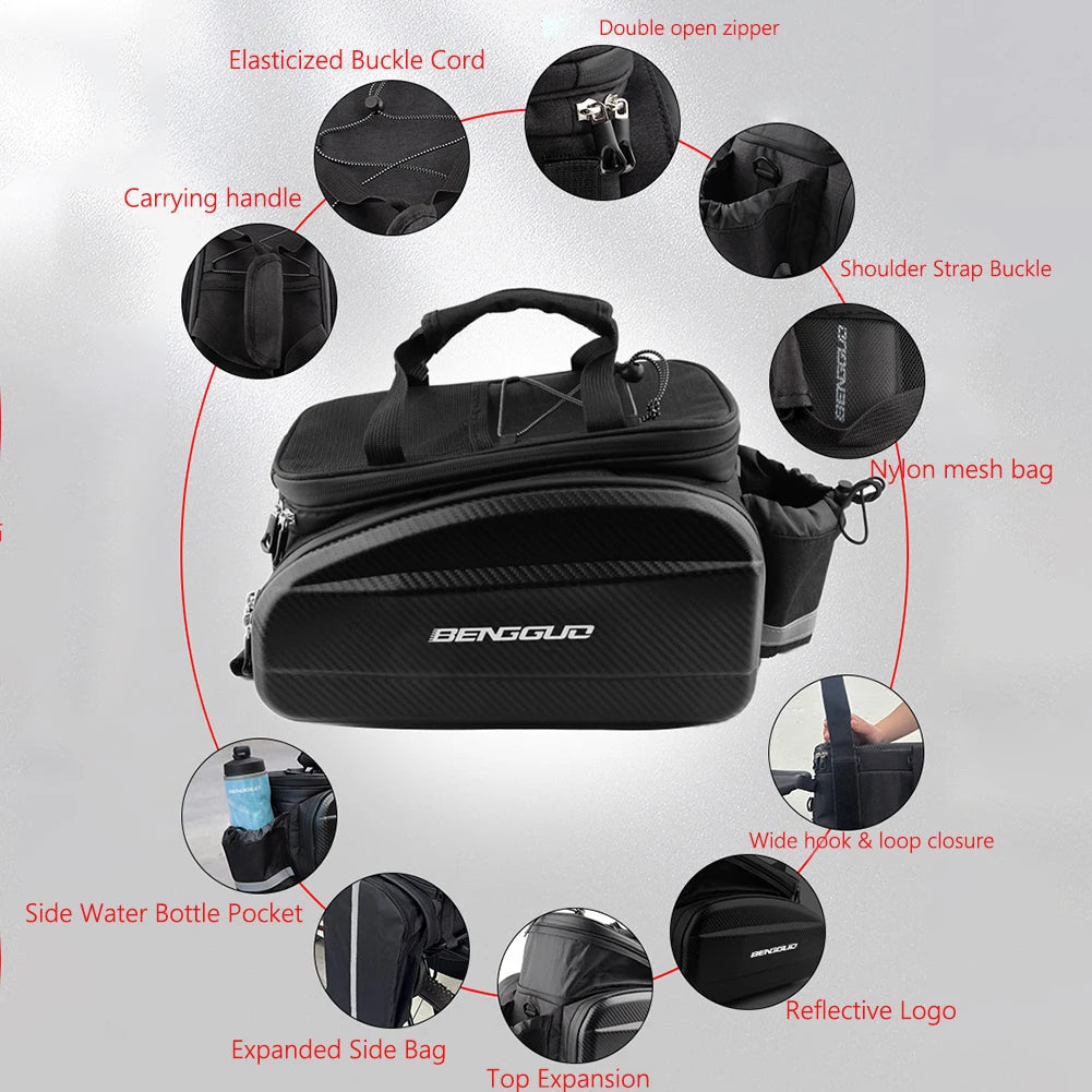 EVA Bicycle Carrier Bag Bike Rear Basket Waterproof Pannier Trunk Bags Back Rack Rear Seat Bag Cycling Luggage Shoulder Handbag