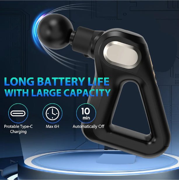 SHEEAMY Fascia Gun, Deep Tissue Back Massage Gun for Pain, With 8 Massages Heads & Silent Brushless Motor, Portable Handheld