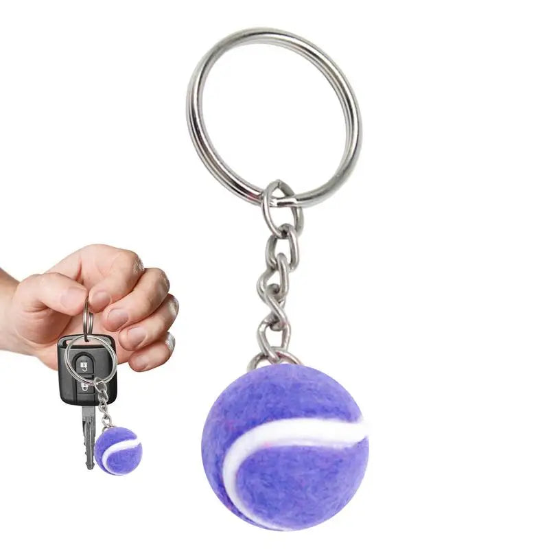 7 Color Key Chain Tennis Ball Metal Keychain Car Key Ring Sports Chain Sliver Color Mini Tennis Racket Backpack Pendant Gifts