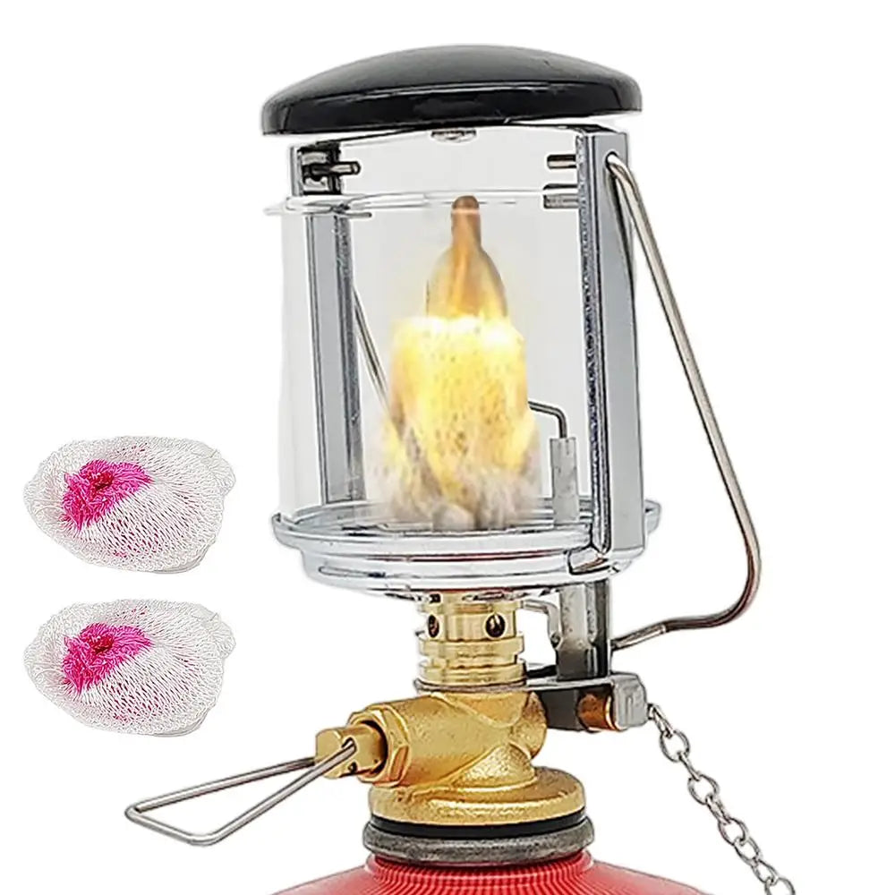 Tent Lamp Portable Petrol Lantern Garden Glass Lamp Bright Camping Equipment Supplies Copper For Outdoor Fishing Picnic