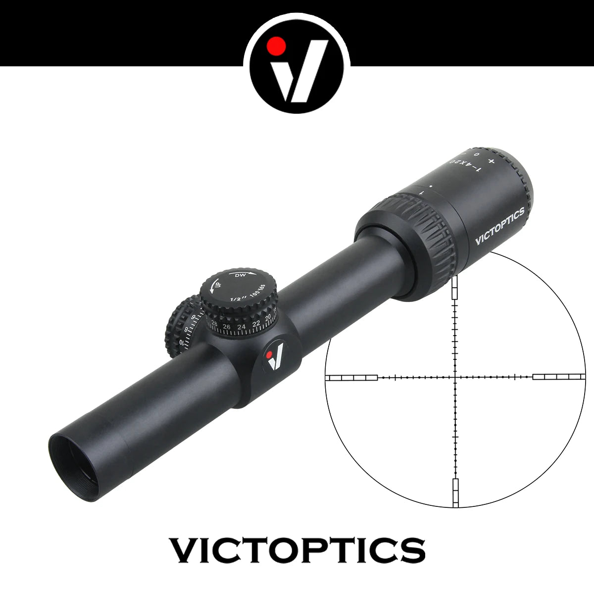 VictOptics 1-4x20 SFP Riflescope | Mil & Ranging Reticle | Fully Multi Coated | 25.4MM 1" Tube | Power Ring Throw Lever