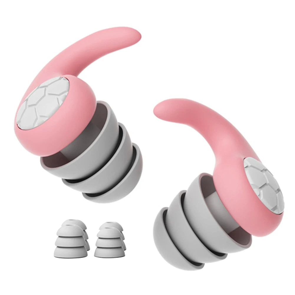 3-Layer Noise Sleeping Ear Plugs Sound Insulation Silicone Ear Protection Earplugs Washable Anti-Noise Earplugs for Showering