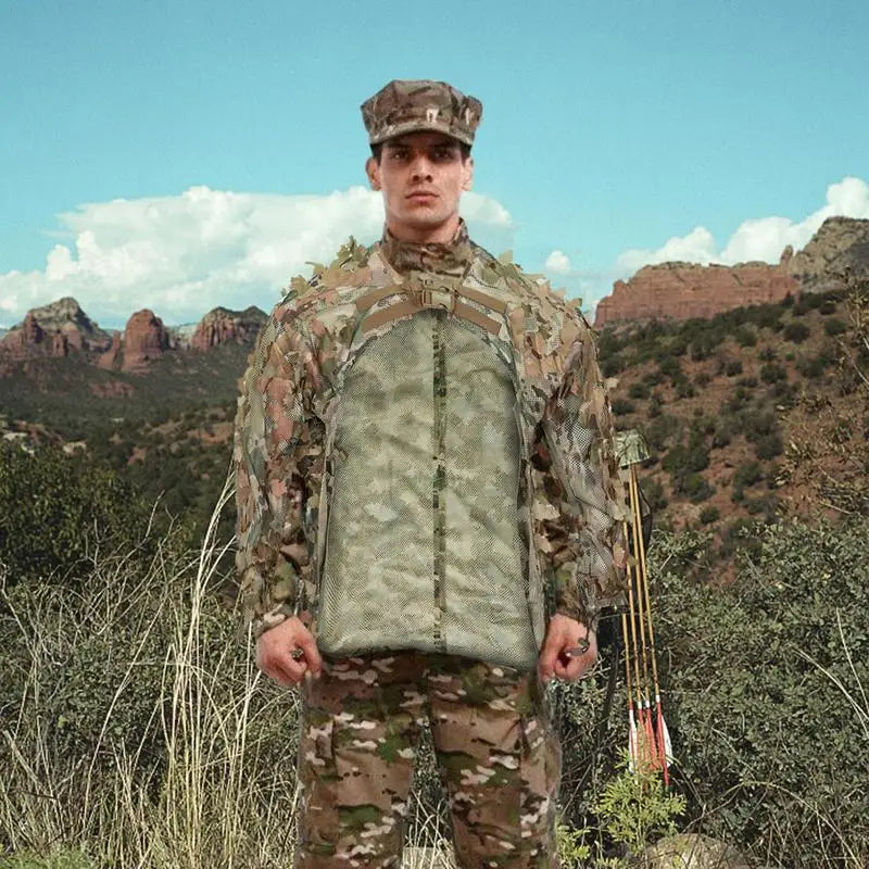 Ghillie Suit Breathable Ghillie Suit For Turkey Hunting Hunting Gear Camouflage Material Woodland Camouflage Jacket & Pants