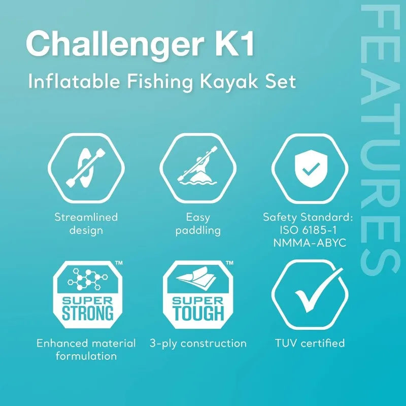 INTEX Challenger Inflatable Kayak Series: Includes Deluxe 86in Kayak Paddles and High-Output Pump – SuperStrong PVC