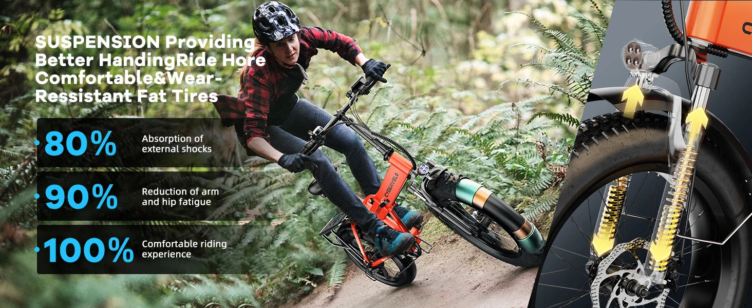 1000W Folding Electric Bike, 48V 20AH Large Removable Battery E Bike, 30+MPH, 80 Miles Max Range, 20
