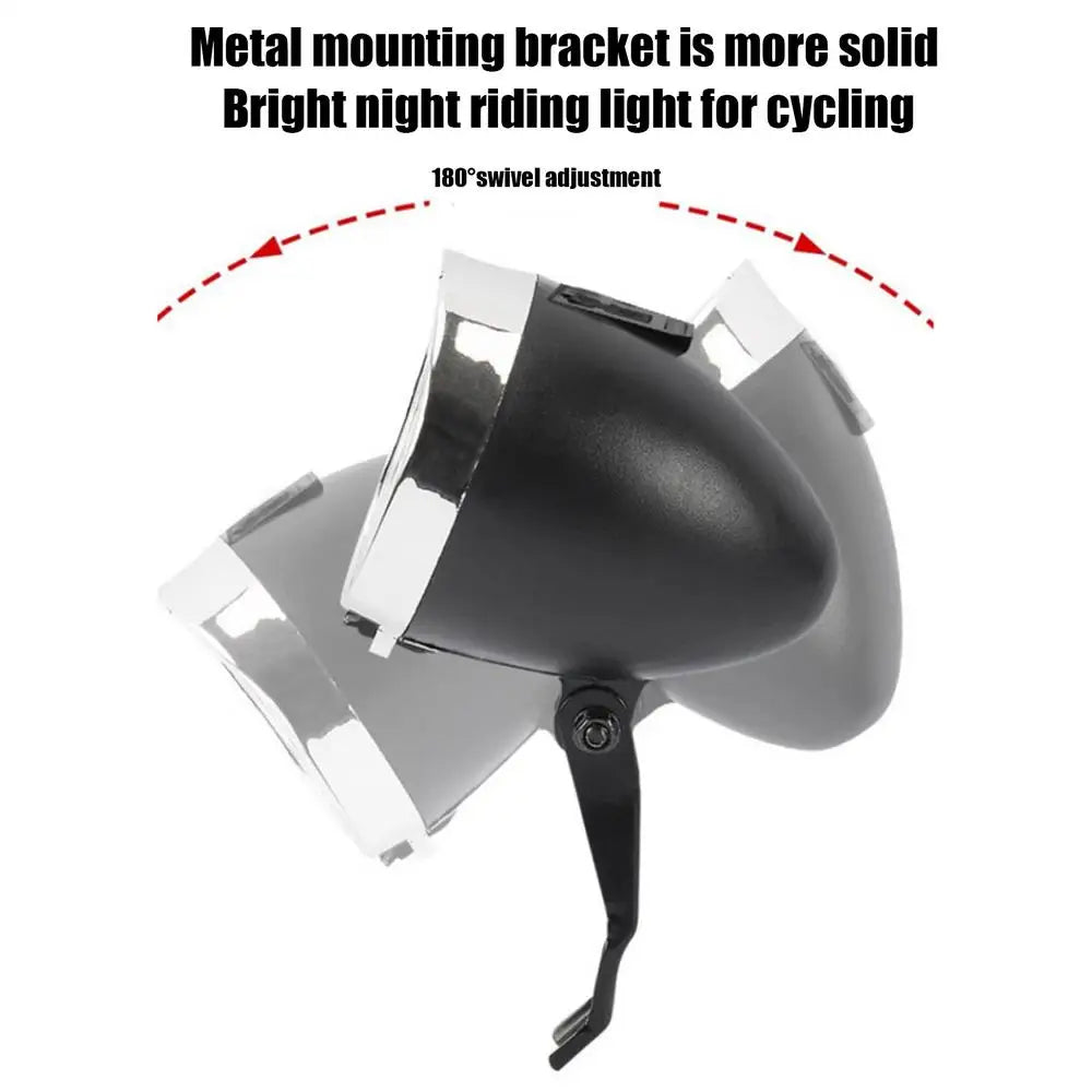 Bicycle Headlight 3 LED Vintage Ultra Bright Flashlight Light Lamp Bike Front Light Safe Abs Plastic Shell Retro Led Lamp