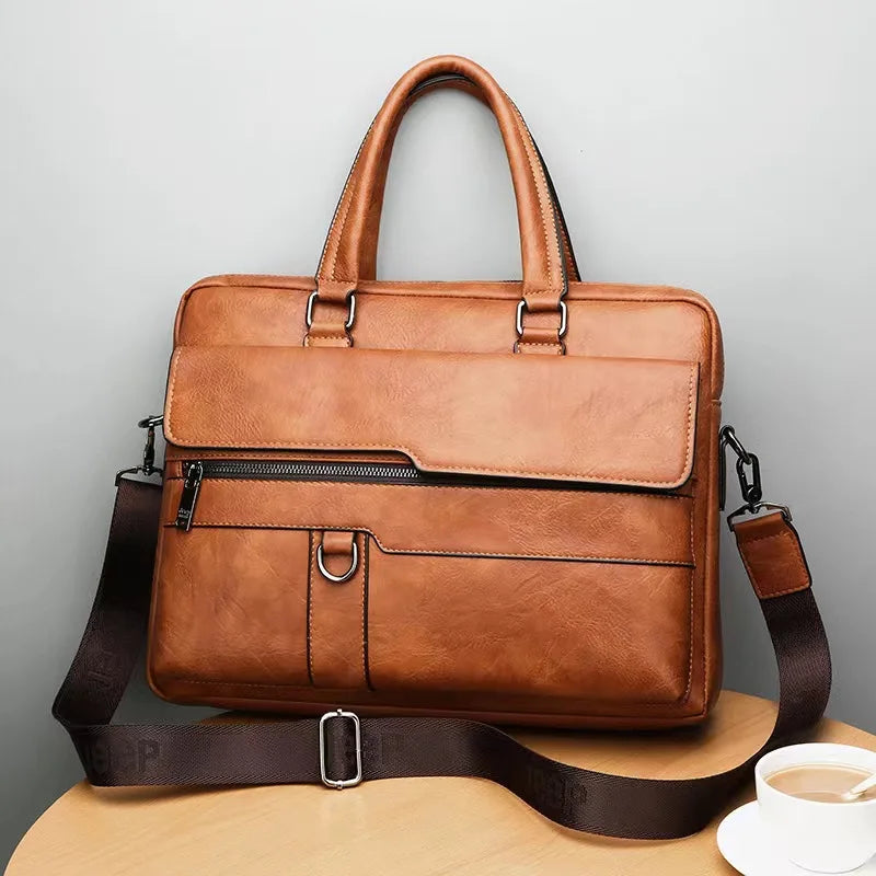 Men Genuine Leather Handbags Casual Leather Laptop Bags Male Business Travel Messenger Bags Men's Crossbody Shoulder Bag