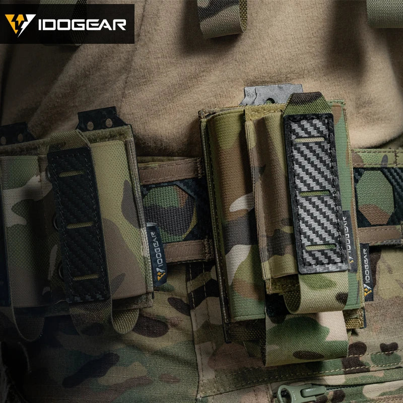 IDOGEAR Carbon Fiber Tactical Mag Pouch 9mm Single Carrier MOLLE Compatible Quick Drain Anti-slip Lightweight  IG-BG3589