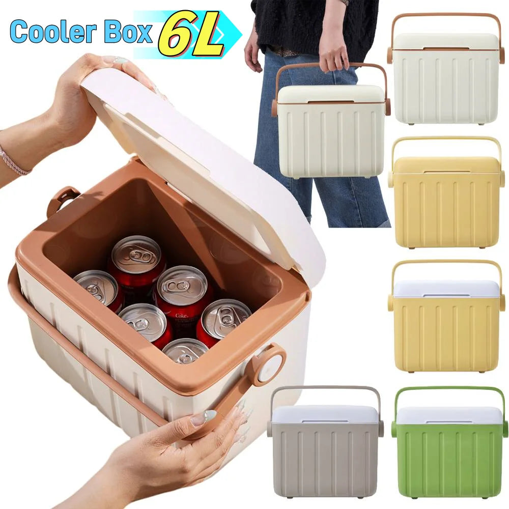 5/6L Portable Outdoor Incubator Large Capacity Food Storage Box Cooler Ice Bottle Cooler Mini Fridge Camping Refrigerator