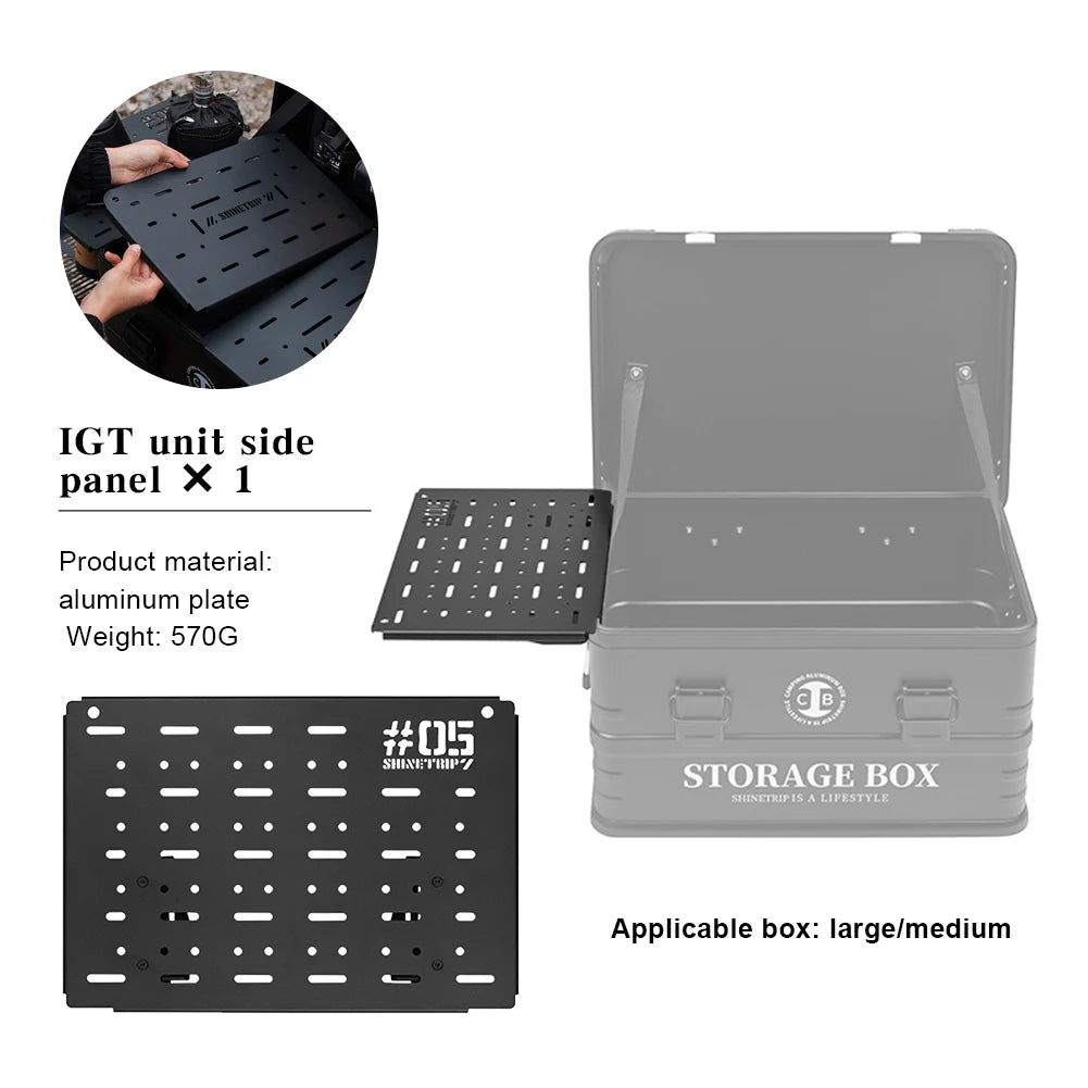 Camping Table Board Lightweight Coffee Box Side Panel Heavy Duty Aluminum Alloy Box Table Board for Camping Hiking Picnic