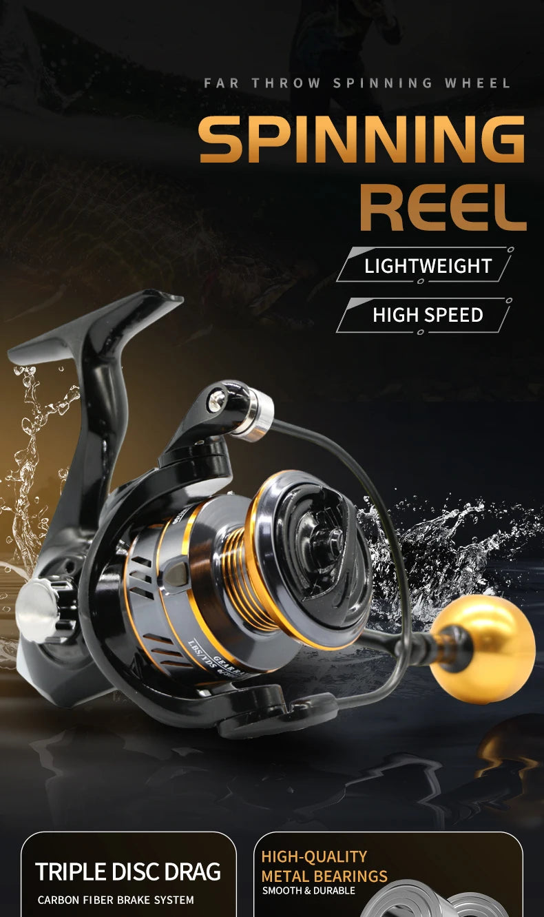 HM NEW Fishing Reel Spinning Reel Metal Reel Cup 10KG Max Drag Power Spinning Wheel High Speed Adapt to Any Water Body
