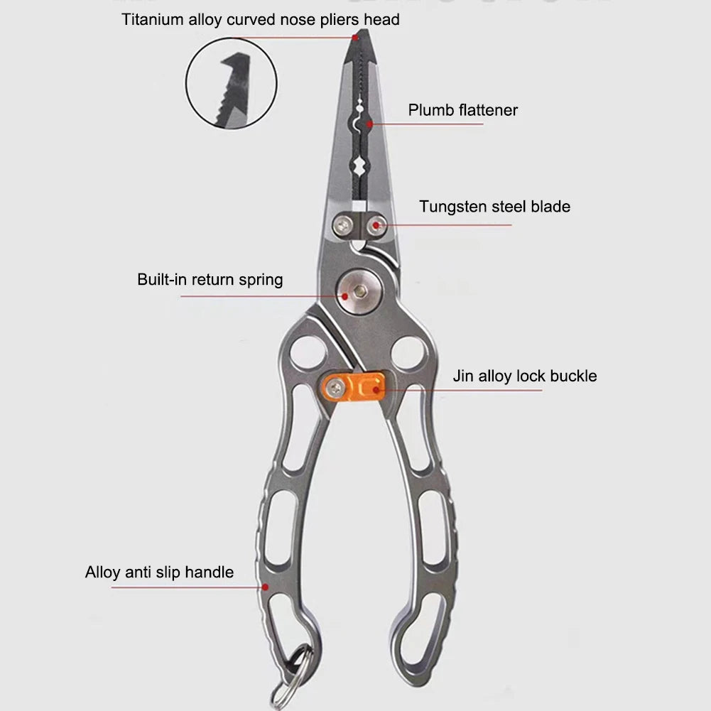 Titanium Alloy Fish Nose Pliers Convenient Lure Tongs Fish Clip Multifunctional Portable  Lightweight Outdoor Accessories
