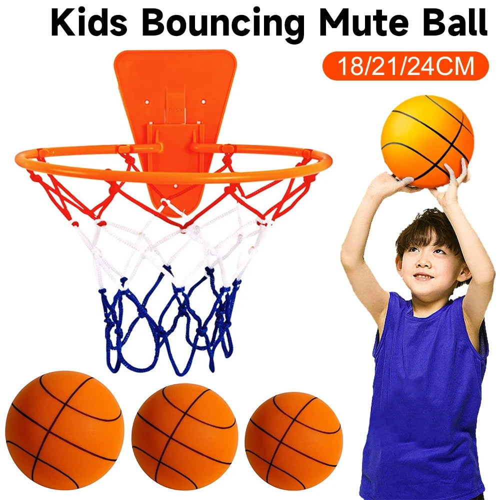 18/21/24CM Kids Bouncing Mute Basketball Squeezable Mute Bouncing Basketball Indoor Silent Ball Foam Basketball Bounce Football