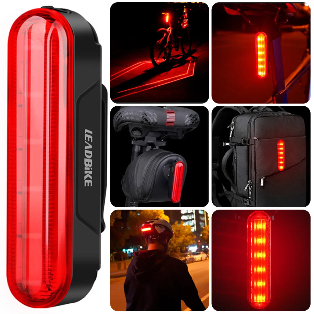 High Brightness Bike Rear Lamp USB Charging Bike Rear Night Light Brake Sensing Cycling Safety Warning Light for Bike Seat Post
